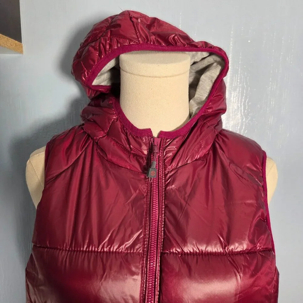 Tangerine Large "Ruby Red" Hooded Full Zip Quilted Puff Fall Casual Vest - Picture 2 of 9